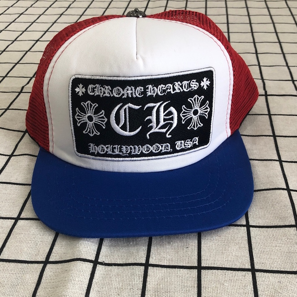 Chrome Hearts Red and Blue Trucker Hat